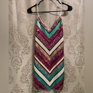 Rainbow Express Sequin Bodycon Cocktail Mini Dress